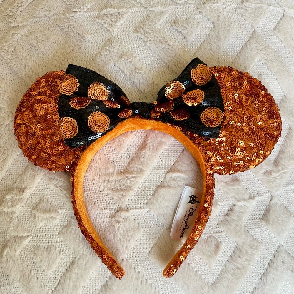 Orange Sequin Mouse Ears Headband